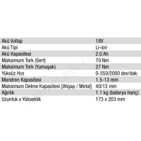 18V2.0Ah Lı-Ion Kömürsüz Çift Akülü  resim2