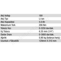 18V 5.0Ah Lı-Ion Darbeli Tornavida Çift Akülü resim2