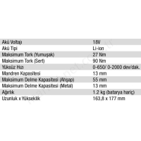 18V Lı-Ion Darbesiz Kömürsüz Matkap Aküsüz resim2