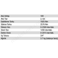 18V Lı-Ion 3/4 Kömürsüz Somun Sıkma Aküsüz resim2