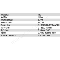 18V 5.0Ah Lı-Ion Çift Akülü Darbeli Tornavida resim2