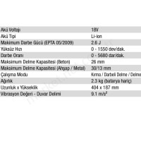 18V Lı-Ion Sds-Plus Kırıcı Delici  resim2