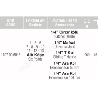 1/4 Altı Köşe Lokma Anahtar Takımı 15 Parça resim2