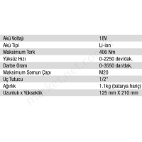 18V Lı-Ion Kömürsüz Somun Sıkma Aküsüz resim2