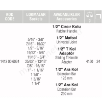 1/2 On İki Köşe Lokma Anahtar Takımı 24 Parça resim 2
